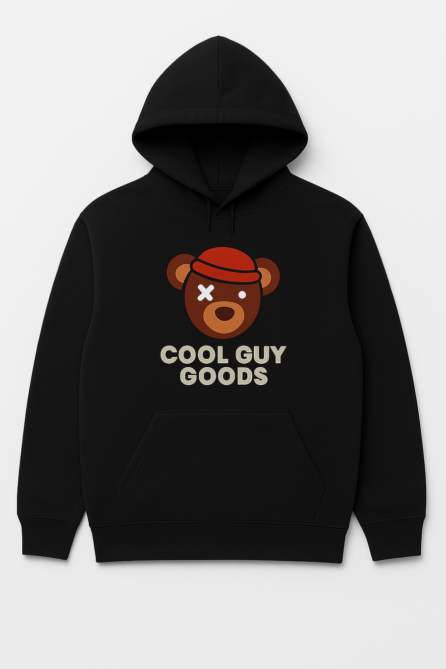 Signature Cool Guy Goods® Hero Hoodie – Black (Flat Print)